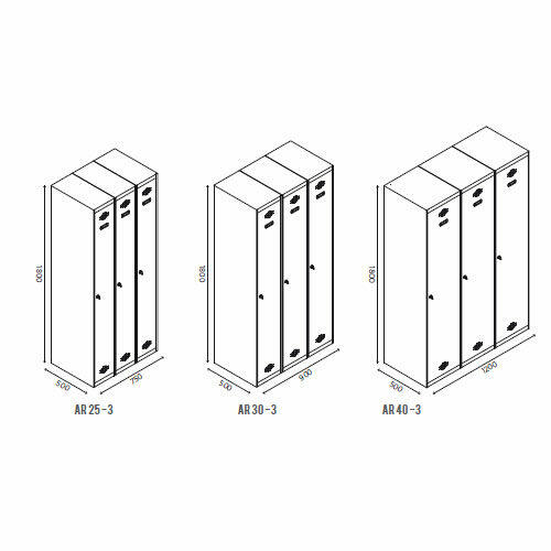 Taquilla escolar 3 modulos de 1 puerta