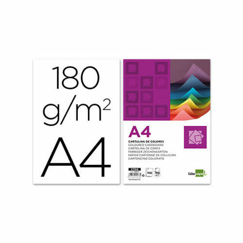 Cartulina liderpapel a4 180g/m2 blanco paquete de 100 Liderpapel