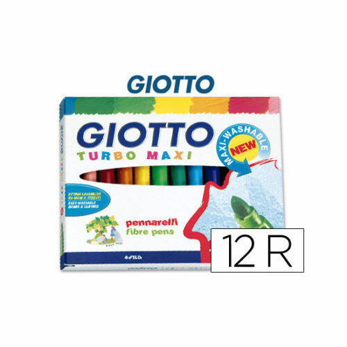 Rotulador giotto turbo-maxi caja de 12 colores lavables con punta bloqueada