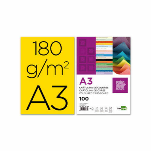 Cartulina liderpapel a3 180g/m2 amarillo paquete de 100 Liderpapel