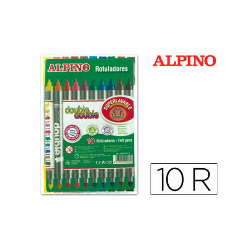 Rotulador alpino double double punta gruesa y punta fina caja de 10 colores