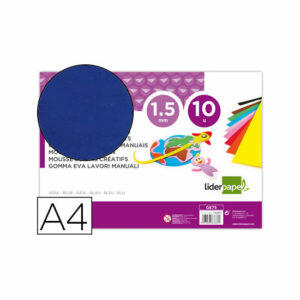 Goma eva liderpapel din a4 60g/m2 espesor 1,5mm azul paquete de 10 hojas Liderpapel