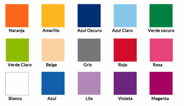 carta de colores personalizables