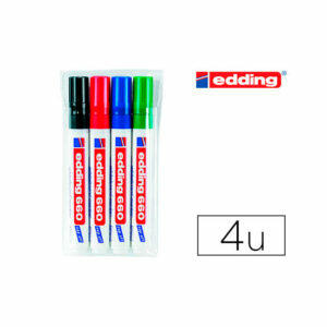 Rotuladores edding para pizarra blanca 660 - 4 uds colores surtidos recargables