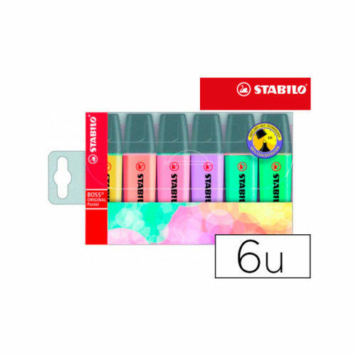 Rotuladores stabilo boss pastel fluorescente 70 estuche de 6 unidades surtidas