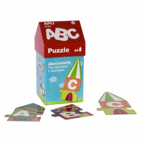 Puzzle ABC en cajita de cartón con forma de casita APLI