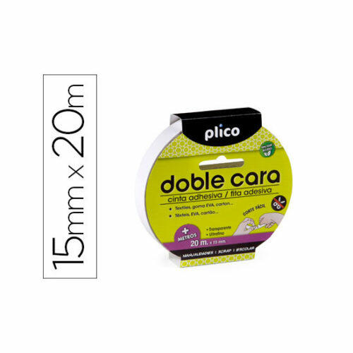 Cinta Adhesiva Plico Doble Cara 15mm X 20mt