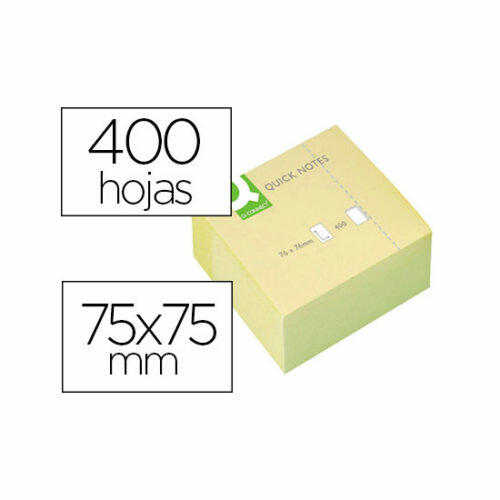 Bloc de notas adhesivas q-connect 75x75 mm amarillo con 400 hojas - 12 Blocs