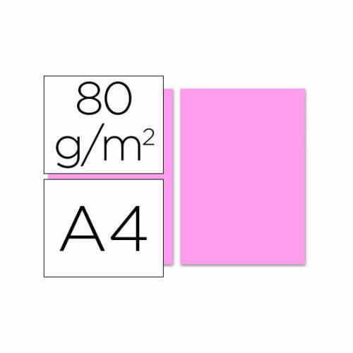 Papel Color Liderpapel A4 80G/M2 Rosa - Paquete de 100