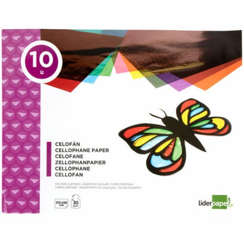 BLOC TRABAJOS MANUALES LIDERPAPEL CELOFAN 10 HOJAS COLORES SURTIDOS