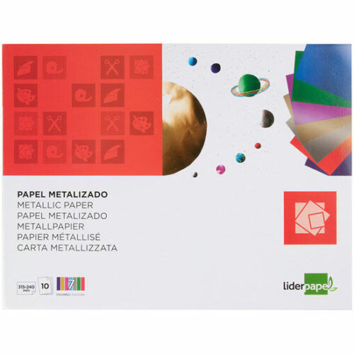 BLOC TRABAJOS MANUALES LIDERPAPEL PAPEL METALIZADO 10 HOJAS COLORES SURTIDOS