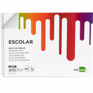 Bloc dibujo liderpapel escolar espiral 230x325mm 20 hojas 90g m2 sin recuadro.