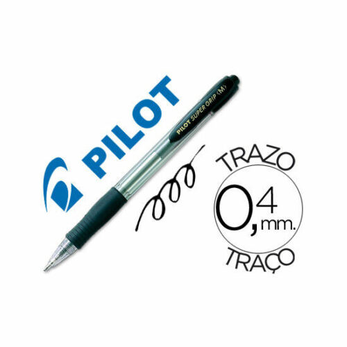 Boligrafo Pilot Super grip Negro Retractil Sujecion de Caucho Tinta Base de Aceite