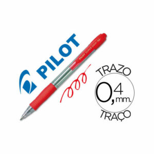 Boligrafo Pilot Super grip Rojo Retractil Sujecion de Caucho Tinta Base de Aceite