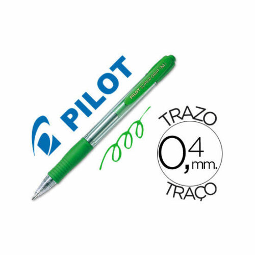 Boligrafo Pilot Super grip Verde Retractil Sujecion de Caucho Tinta Base de Aceite