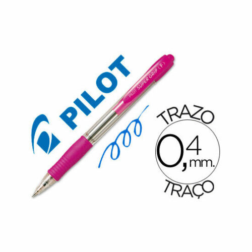 Boligrafo Pilot Super grip Rosa -Retractil -Sujecion de Caucho -Tinta Base de Aceite