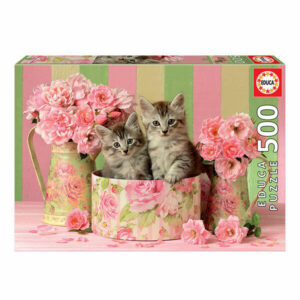 Puzzle Gatitos con Rosas - 500 pzs