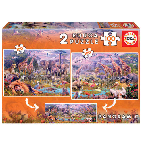 Pack 2 Puzzles Animales Salvajes - 100 pzs